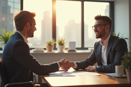 Jeune professionnel souriant lors d'un entretien d'embauche