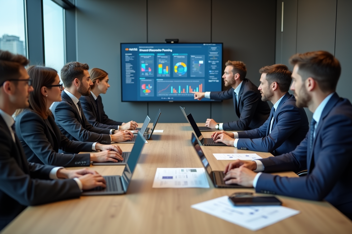 Groupe de professionnels en réunion autour d'une table