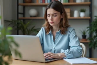 Jeune femme concentrée dans un bureau moderne