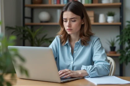 Jeune femme concentrée dans un bureau moderne