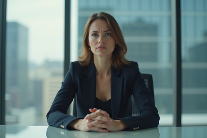Femme d'affaires en pleine interview dans un bureau moderne