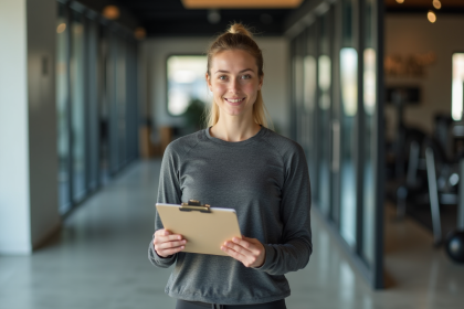 Jeune femme sportive en salle de gym moderne