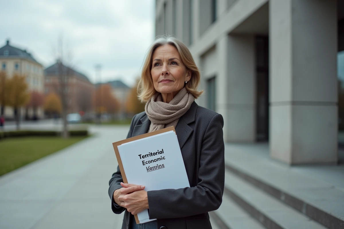 Femme en blazer tenant un dossier sur l