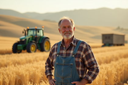 Paysage de fermier dans un champ de blé doré