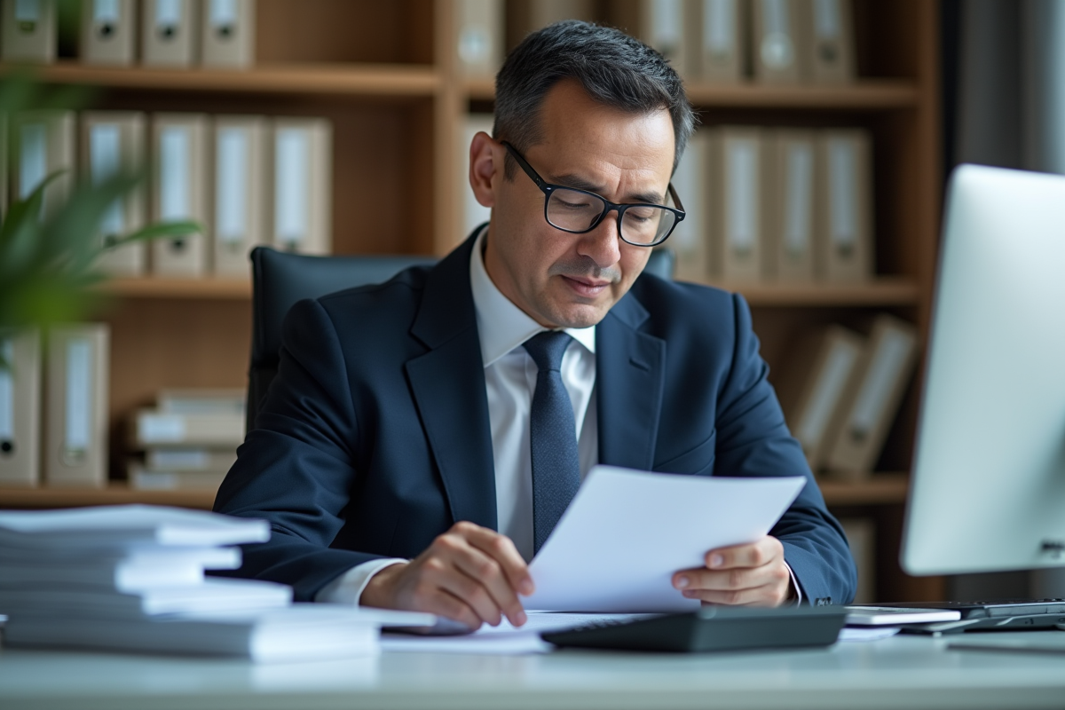 Homme d'affaires en costume dans un bureau moderne