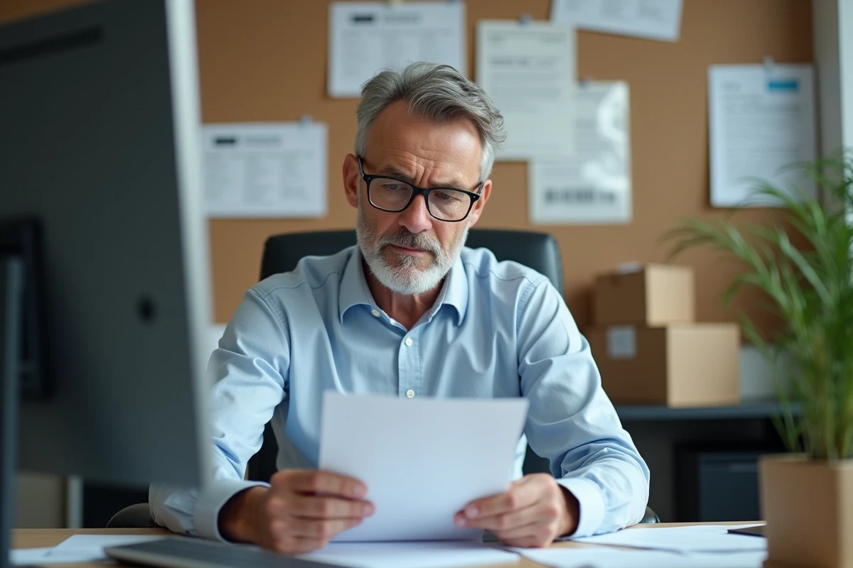 Homme d affaires scannant des papiers dans un bureau