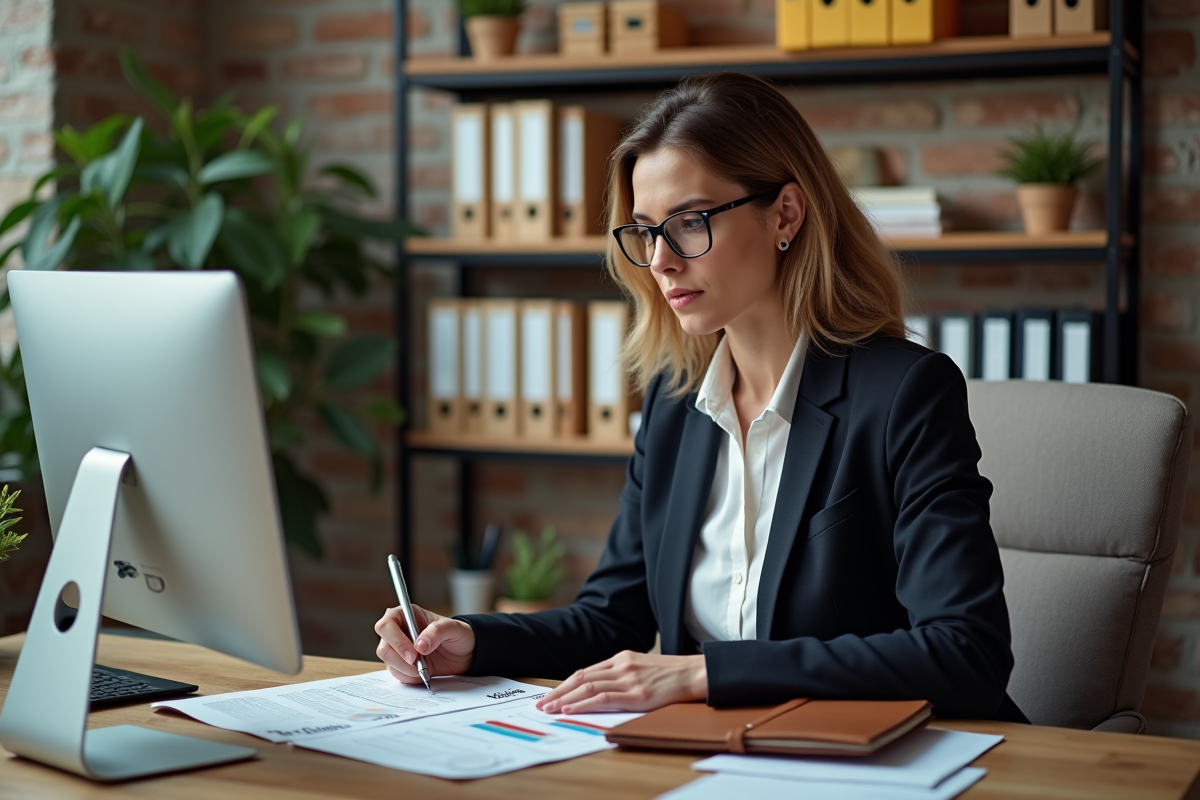 Manager RH analysant des compétences en bureau moderne