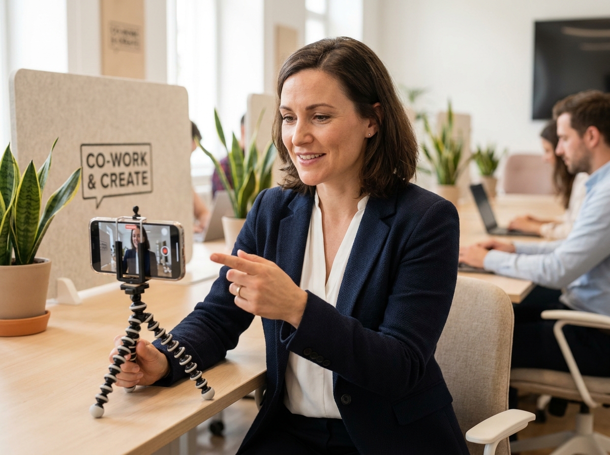 Femme enregistrant un témoignage vidéo pour renforcer la marque employeur de son entreprise à moindre coût